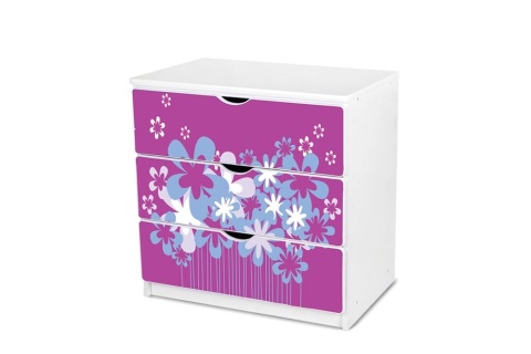 NOBIKO Komoda z trzema szufladami 80 x 81 x 51 cm Kwiaty