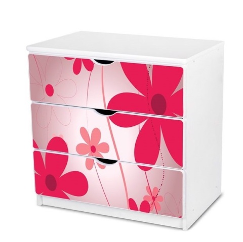 NOBIKO Komoda z trzema szufladami 80 x 81 x 51 cm Kwiaty