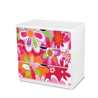 NOBIKO Komoda z trzema szufladami 80 x 81 x 51 cm Kwiaty