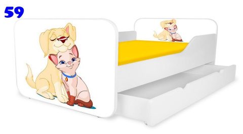 NOBIKO Łóżka KWADRA z szufladą 140x70 Zwierzątka