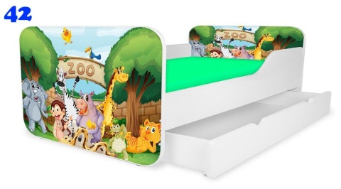 NOBIKO Łóżka KWADRA z szufladą 140x70 Zwierzątka
