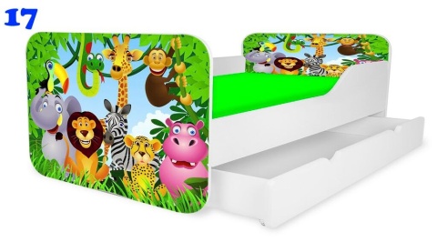 NOBIKO Łóżka KWADRA z szufladą 140x70 Zwierzątka