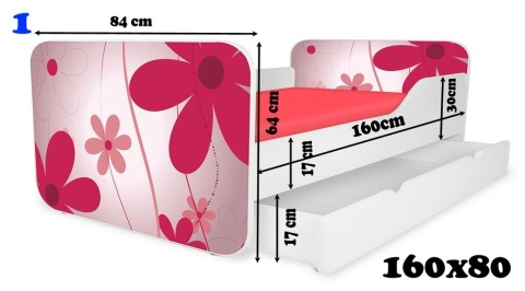 NOBIKO Łóżka KWADRA z szufladą 180x80 Hello Kitty