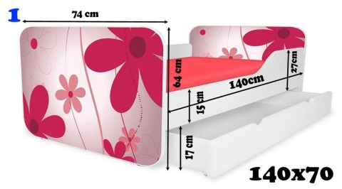 NOBIKO Łóżka KWADRA z szufladą 180x80 Hello Kitty