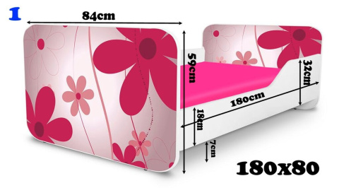 NOBIKO Łóżka KWADRA 160x80 Kwiaty
