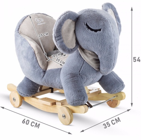 Kinderkraft SŁONIK Na Biegunach Z Funkcją Jeździka Grey