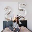 Balon urodzinowy na hel cyfry "2" 76cm srebrny