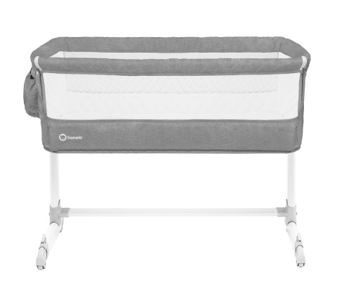 THEO Łóżeczko dostawne Lionelo, moskitiera, organizer, torba, co-sleeping - concrete