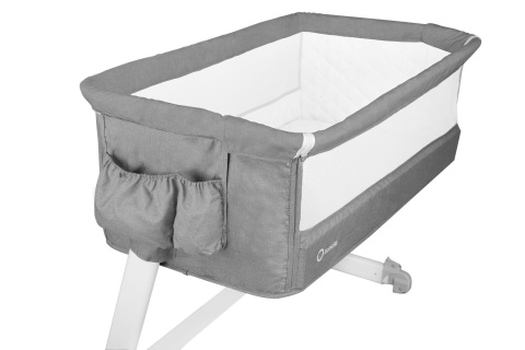 THEO Łóżeczko dostawne Lionelo, moskitiera, organizer, torba, co-sleeping - concrete