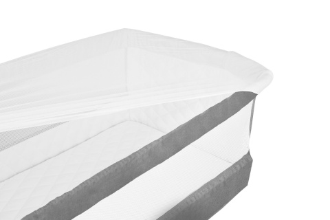 THEO Łóżeczko dostawne Lionelo, moskitiera, organizer, torba, co-sleeping - concrete