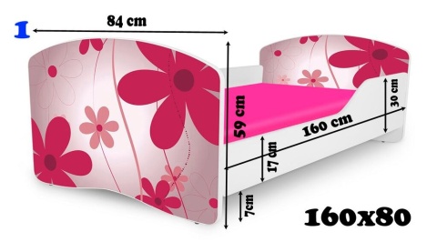 NOBIKO Łóżko dziecięce RAINBOW Księżniczki Hello Kitty 160x80