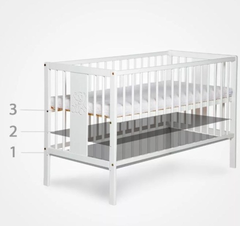 Klupś Łóżeczko drewniane RADEK V z szufladą 120x60cm białe