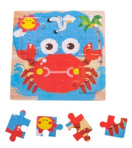 Puzzle drewniane układanka krab 12el. 15x15 cm