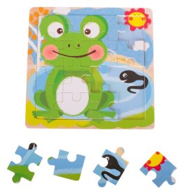 Puzzle drewniane układanka żaba 12el. 15x15 cm