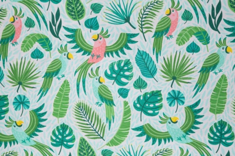 Komplet Minky Kołderka + Poduszka Sensillo - PAPUGI ZIELONY