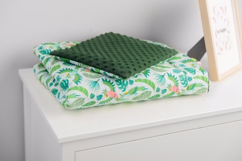 Komplet Minky Kołderka + Poduszka Sensillo - PAPUGI ZIELONY