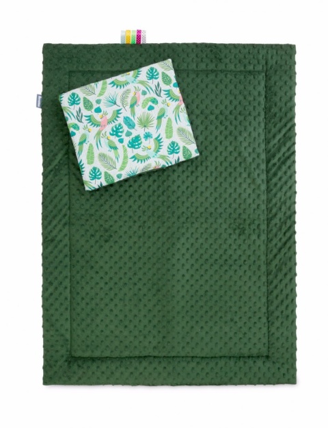 Komplet Minky Kołderka + Poduszka Sensillo - PAPUGI ZIELONY