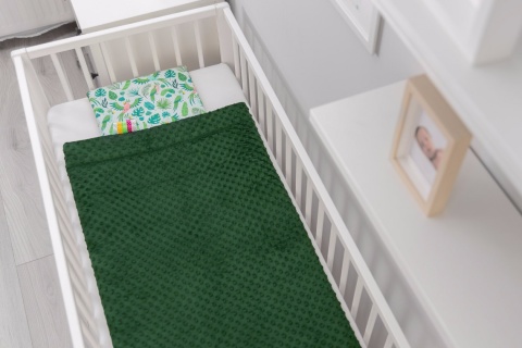 Komplet Minky Kołderka + Poduszka Sensillo - PAPUGI ZIELONY