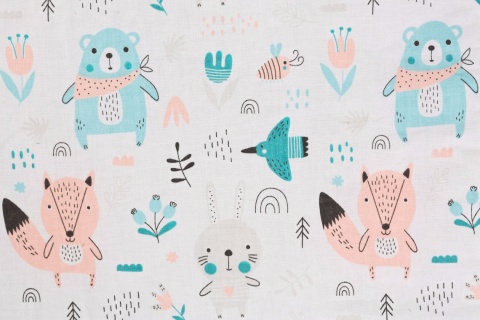 Komplet Minky Kołderka + Poduszka Sensillo - ZWIERZĄTKA JASNY SZARY