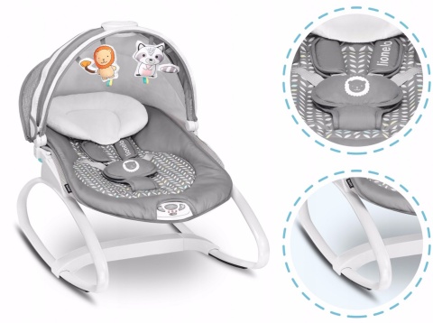 Henk Lionelo bujaczek leżaczek do 9 kg wibracje melodie - GREY SCANDI