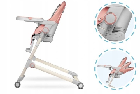 CORA Lionelo krzesełko do karmienia 6m+ do 15kg - BUBBLEGUM