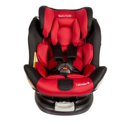 Labrador BabySafe 0-36kg 0-12 lat obrotowy fotelik samochodowy z IsoFix - Red Black