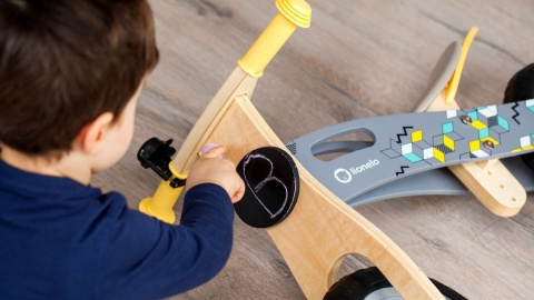 CASPER Lionelo drewniany rowerek biegowy 12 cali do 30kg 3lata+ kolor grey