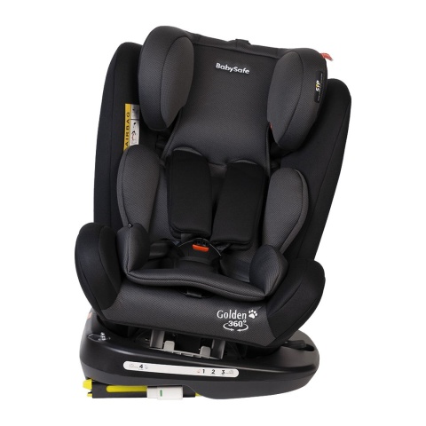 GOLDEN 360 BabySafe 0-36kg obrotowy fotelik samochodowy z IsoFix - Black Grey (czarno-szary)