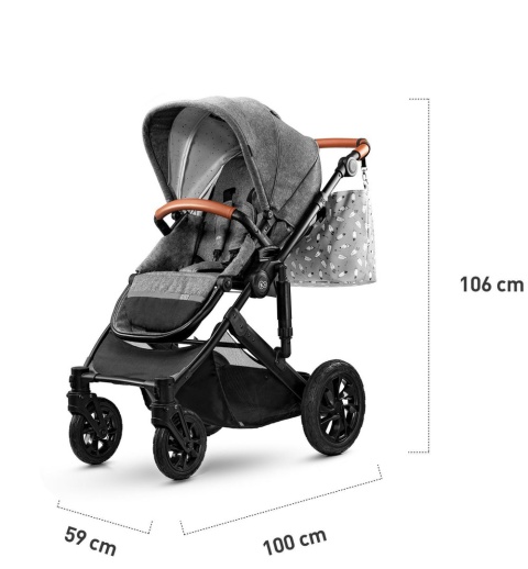 Kinderkraft Wózek Głeboko Spacerowy PRIME 2w1 Black do 22 kg + Mommy Bag