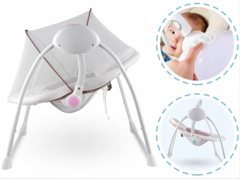 RUBEN Lionelo Huśtawka elektroniczna 5 prędkości, 12 melodii, do 12kg - Pink