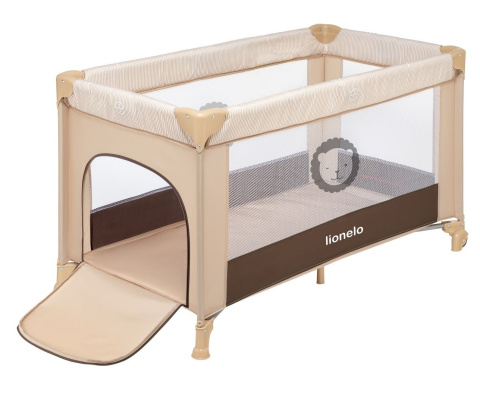 ADRIAA łóżeczko turystyczne Lionelo, kojec, moskitiera - Beige Stripes