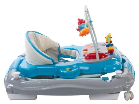 Chodzik kołyska kotek z paciorkami - niebiesko szary