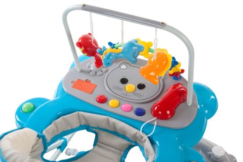 Chodzik kołyska kotek z paciorkami - niebiesko szary