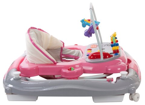 Chodzik kołyska kotek z paciorkami - różowo szary