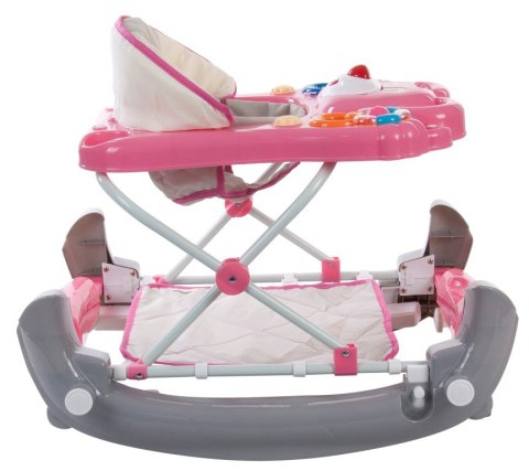 Chodzik kołyska miś - różowo szary