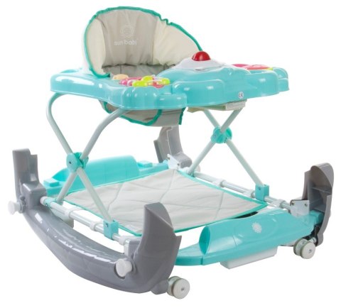 Chodzik kołyska miś - turkusowo szary