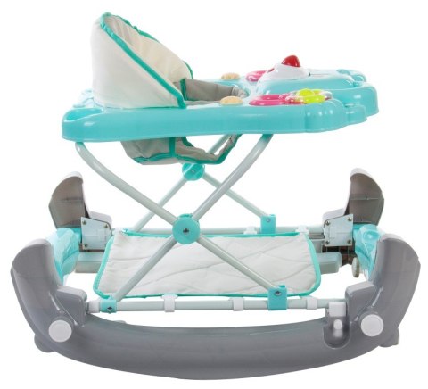 Chodzik kołyska miś - turkusowo szary