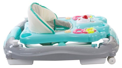 Chodzik kołyska miś - turkusowo szary