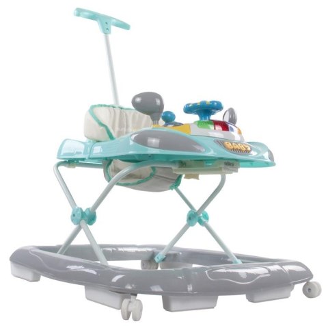 Chodzik z kierownicą i popychaczem - turkusowo szary