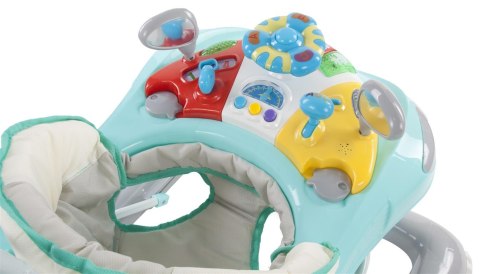 Chodzik z kierownicą i popychaczem - turkusowo szary