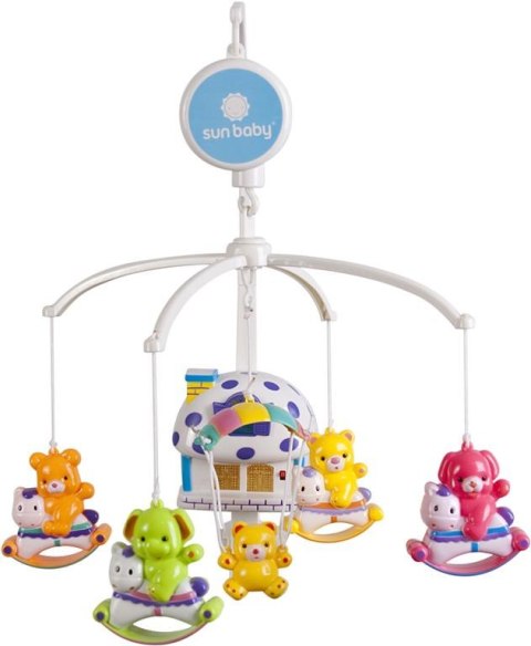 Karuzela do łóżeczka z lampką i plastikowymi zabawkami