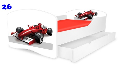 NOBIKO Łóżko dziecięce RAINBOW z szufladą Autka Pojazdy 180x80