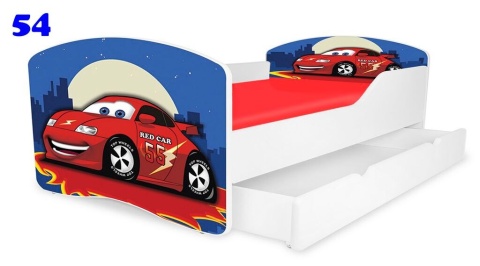 NOBIKO Łóżko dziecięce RAINBOW z szufladą Autka Pojazdy 180x80