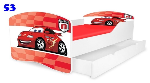 NOBIKO Łóżko dziecięce RAINBOW z szufladą Autka Pojazdy 180x80
