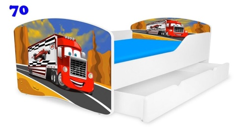 NOBIKO Łóżko dziecięce RAINBOW z szufladą Autka Pojazdy 180x80