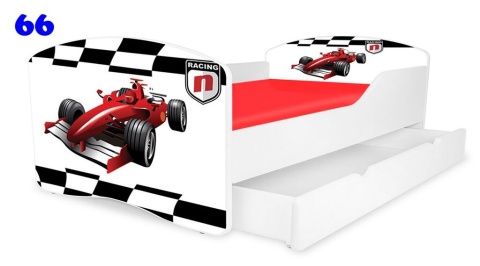 NOBIKO Łóżko dziecięce RAINBOW z szufladą Autka Pojazdy 180x80