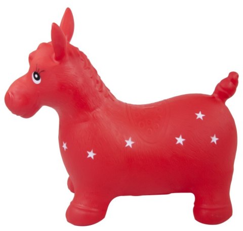 Skoczek konik gumowy - czerwony w białe gwiazdki