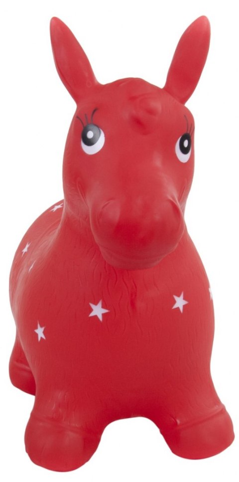 Skoczek konik gumowy - czerwony w białe gwiazdki
