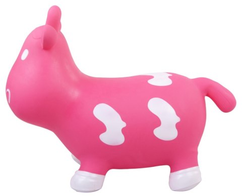 Skoczek krówka gumowy - różowo- biała