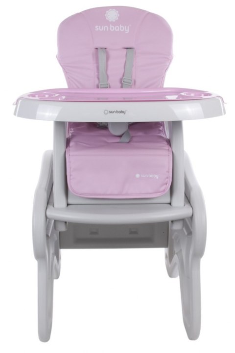 Krzesełko do karmienia 2w1 piesek szaro - różowy